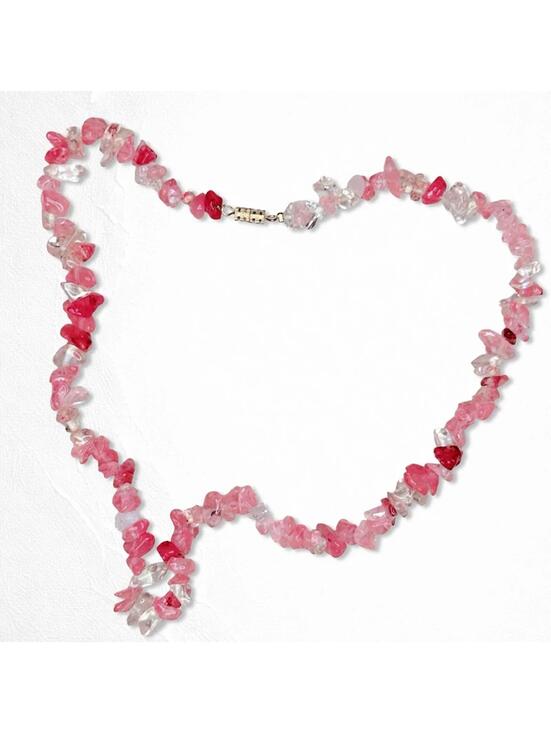 5664gc. Pink Stone Necklace - Picture 3 of 6